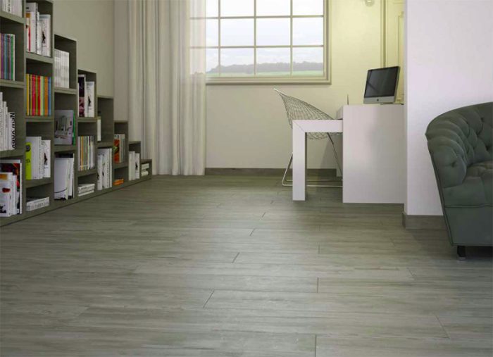 Parisine Grey Rectificado is a 8" x 45" rectified porcelain tile from Spain.
